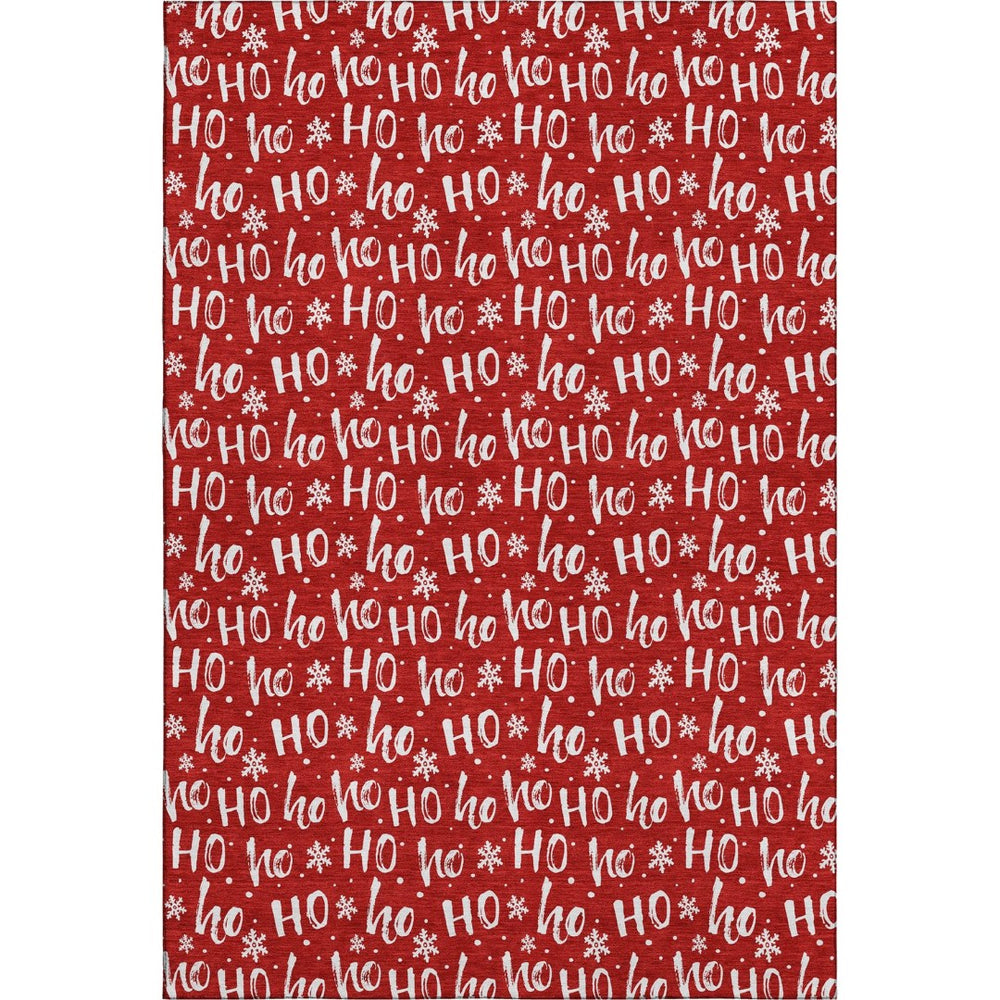 HomeRoots 9' X 12' Red And Ivory Geometric Washable Area Rug with UV Protection for Stylish, Durable Spaces 701815
