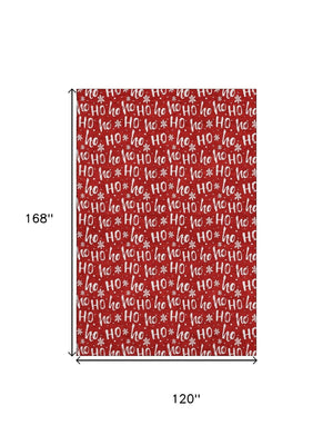 HomeRoots 10' X 14' Red and Ivory Abstract Geometric Washable Area Rug - Durable, UV-Protected, Modern Design! 701816