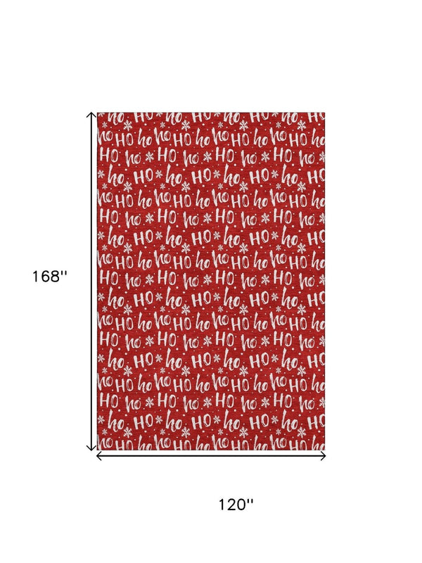 HomeRoots 10' X 14' Red and Ivory Abstract Geometric Washable Area Rug - Durable, UV-Protected, Modern Design! 701816
