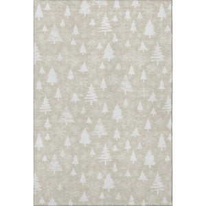 HomeRoots 5' X 8' Beige And Ivory Abstract Geometric Rug - Washable, UV-Protected, Stain-Resistant & Stylish! 701818