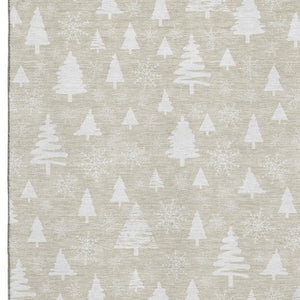 HomeRoots 9' X 12' Beige and Ivory Abstract Geometric Area Rug - Washable, UV-Protected, Non-Slip Design! 701821