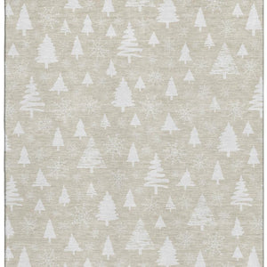 HomeRoots 9' X 12' Beige and Ivory Abstract Geometric Area Rug - Washable, UV-Protected, Non-Slip Design! 701821