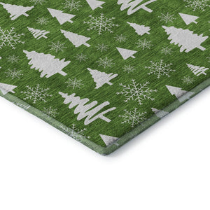 HomeRoots 9' X 12' Stunning Emerald and Ivory Geometric Washable Area Rug with UV Protection for Every Home 701827