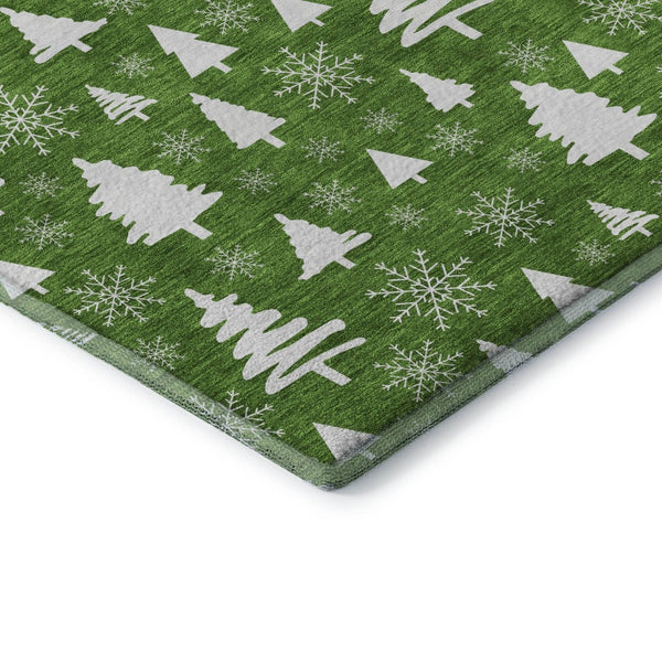 HomeRoots 9' X 12' Stunning Emerald and Ivory Geometric Washable Area Rug with UV Protection for Every Home 701827