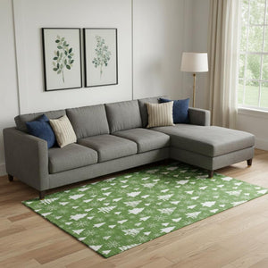 HomeRoots 10' Emerald & Ivory Abstract Geometric Area Rug - Washable, UV-Protected, Stain-Resistant Design 701828