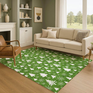 HomeRoots 10' Emerald & Ivory Abstract Geometric Area Rug - Washable, UV-Protected, Stain-Resistant Design 701828