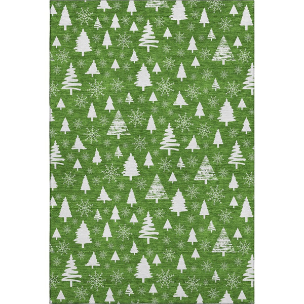 HomeRoots 10' Emerald & Ivory Abstract Geometric Area Rug - Washable, UV-Protected, Stain-Resistant Design 701828