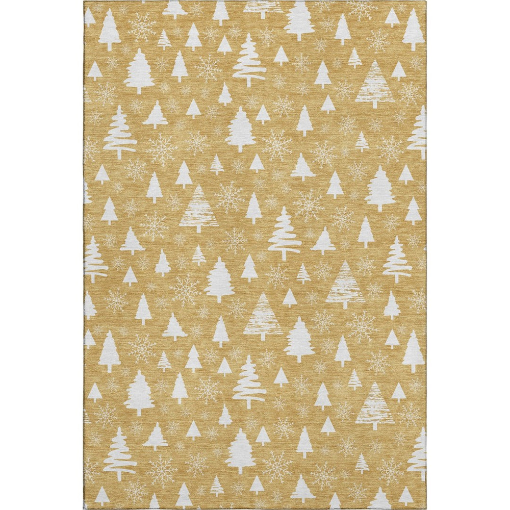 HomeRoots 5' X 8' Gold and Ivory Abstract Geometric Rug – Stylish, Washable, UV-Protected for Busy Homes 701830