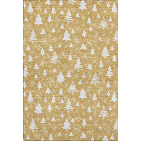 HomeRoots 5' X 8' Gold and Ivory Abstract Geometric Rug – Stylish, Washable, UV-Protected for Busy Homes 701830