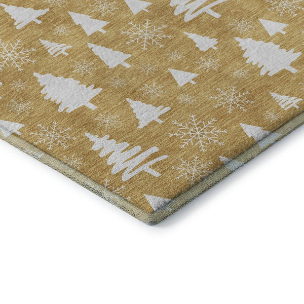HomeRoots 5' X 8' Gold and Ivory Abstract Geometric Rug – Stylish, Washable, UV-Protected for Busy Homes 701830