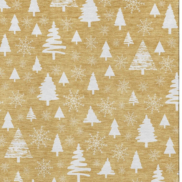 HomeRoots 5' X 8' Gold and Ivory Abstract Geometric Rug – Stylish, Washable, UV-Protected for Busy Homes 701830