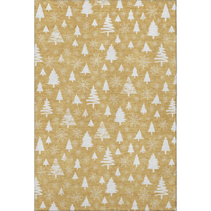 HomeRoots 8' X 10' Gold and Ivory Abstract Geometric Area Rug - Washable, UV-Protected, and Stain-Resistant! 701832