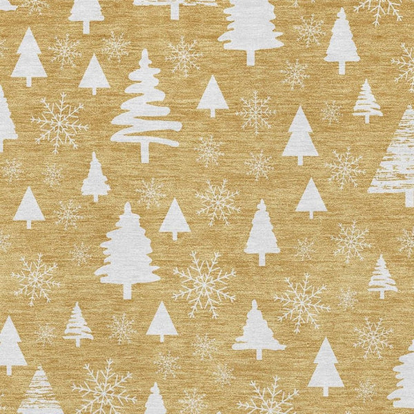 HomeRoots 9' X 12' Gold And Ivory Abstract Geometric Washable Area Rug – Stylish, Durable & UV Protected Design 701833