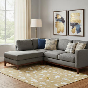 HomeRoots 10' Gold and Ivory Abstract Geometric Area Rug – Washable, UV Protected, Stain Resistant for Busy Homes 701834