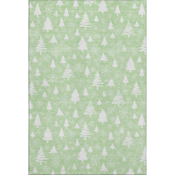 HomeRoots 5' X 8' Mint Green and Ivory Abstract Geometric Area Rug - Washable, UV-Protected, Durable Design 701836