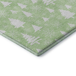HomeRoots 5' X 8' Mint Green and Ivory Abstract Geometric Area Rug - Washable, UV-Protected, Durable Design 701836