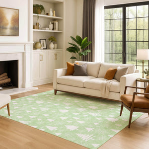 HomeRoots 5' X 8' Mint Green and Ivory Abstract Geometric Area Rug - Washable, UV-Protected, Durable Design 701836