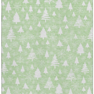 HomeRoots 5' X 8' Mint Green and Ivory Abstract Geometric Area Rug - Washable, UV-Protected, Durable Design 701836
