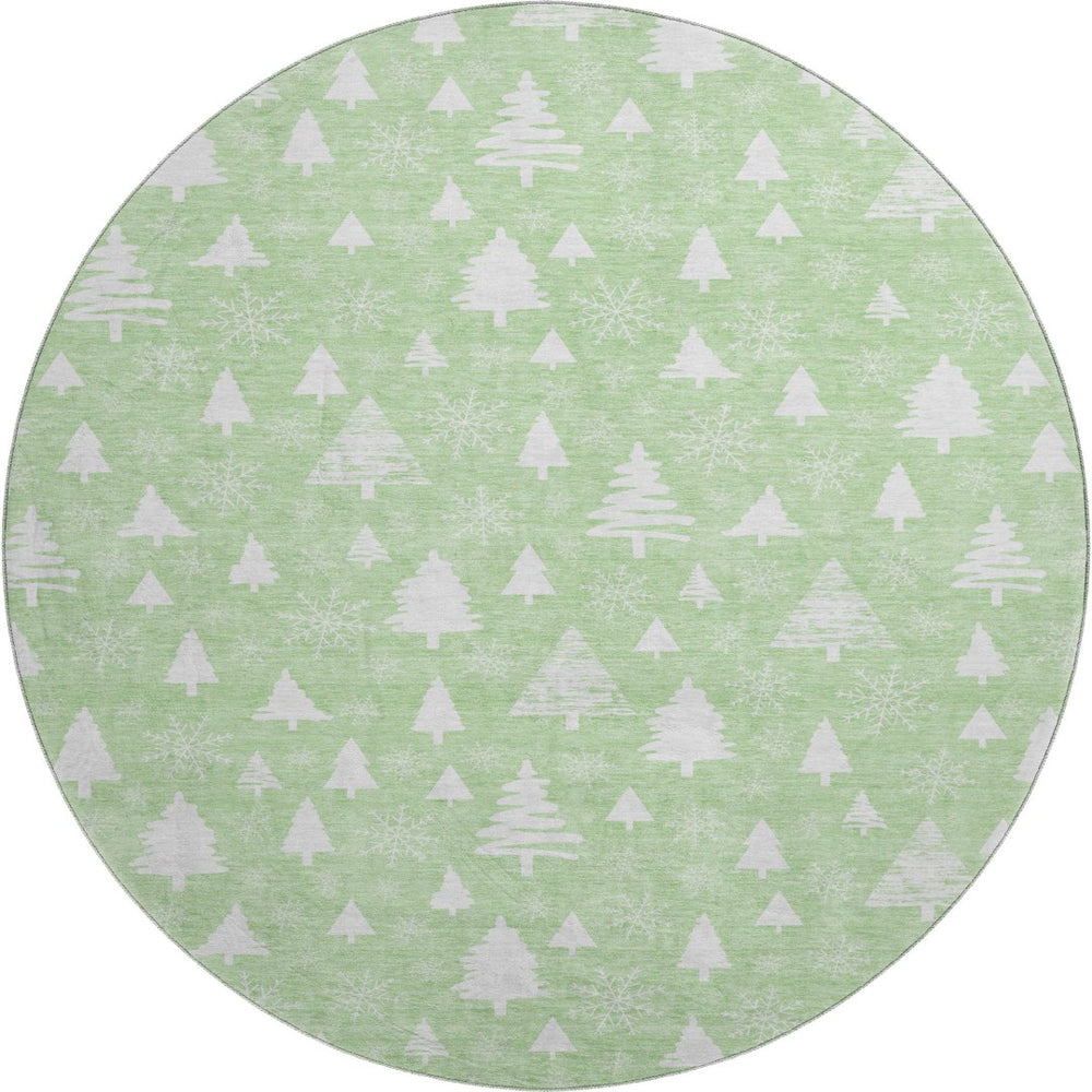 HomeRoots 8' Mint Green and Ivory Abstract Round Rug - Washable, UV Protected, Non-Slip, Stylish & Durable! 701837