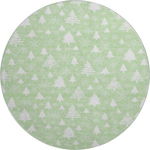 HomeRoots 8' Mint Green and Ivory Abstract Round Rug - Washable, UV Protected, Non-Slip, Stylish & Durable! 701837