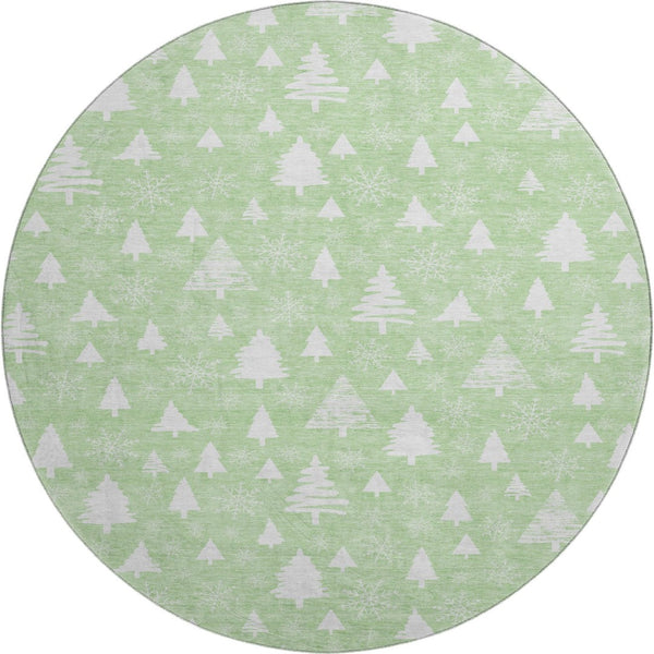 HomeRoots 8' Mint Green and Ivory Abstract Round Rug - Washable, UV Protected, Non-Slip, Stylish & Durable! 701837