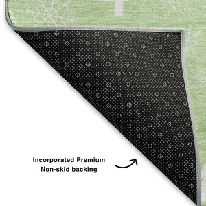HomeRoots 8' Mint Green and Ivory Abstract Round Rug - Washable, UV Protected, Non-Slip, Stylish & Durable! 701837