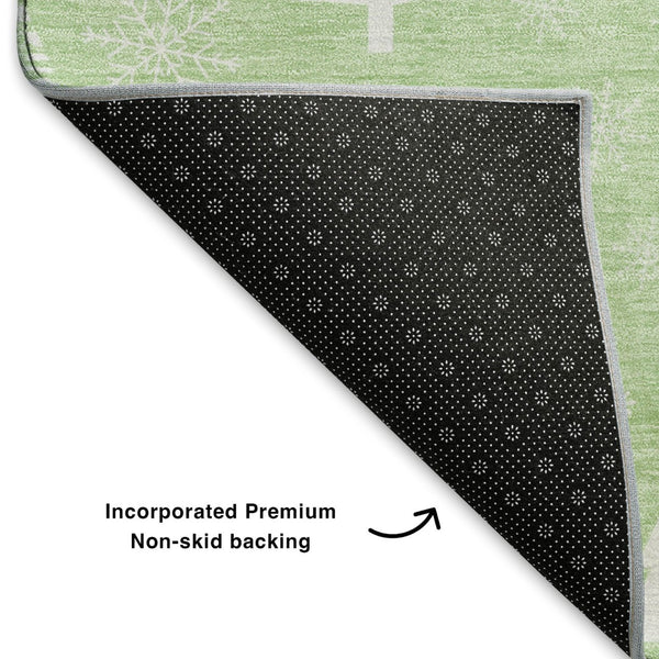 HomeRoots 8' Mint Green and Ivory Abstract Round Rug - Washable, UV Protected, Non-Slip, Stylish & Durable! 701837