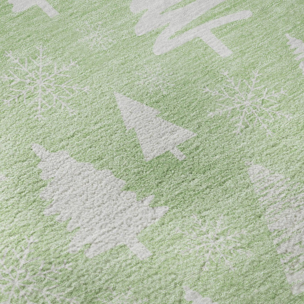 HomeRoots 8' Mint Green and Ivory Abstract Round Rug - Washable, UV Protected, Non-Slip, Stylish & Durable! 701837