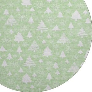 HomeRoots 8' Mint Green and Ivory Abstract Round Rug - Washable, UV Protected, Non-Slip, Stylish & Durable! 701837