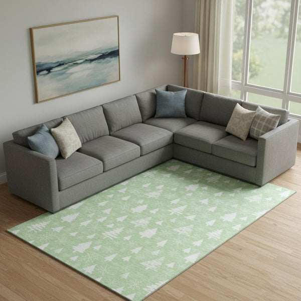 HomeRoots 10' X 14' Mint Green Abstract Geometric Area Rug - Stylish, Washable, UV Protected & Stain Resistant 701840