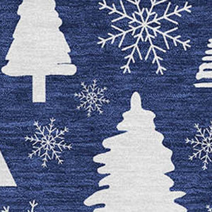 HomeRoots 5' Navy Blue & Ivory Abstract Geometric Area Rug - Washable, UV-Protected, Perfect for High-Traffic Spaces 701842