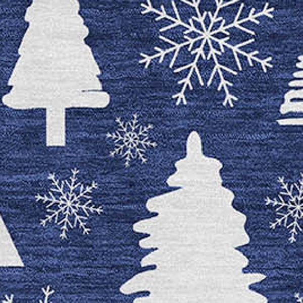 HomeRoots 5' Navy Blue & Ivory Abstract Geometric Area Rug - Washable, UV-Protected, Perfect for High-Traffic Spaces 701842