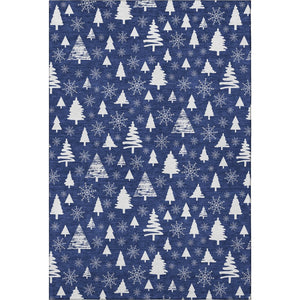 HomeRoots 10' X 14' Navy Blue Abstract Geometric Area Rug - Washable, UV-Protected, Stylish for Indoor/Outdoor Use 701846