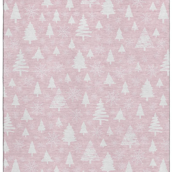 HomeRoots 8' X 10' Pink and Ivory Abstract Geometric Area Rug - Washable, UV-Protected, Stylish & Durable! 701850