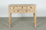 Vintage Console With Five Drawer Weathered Natural Approx. 35-50 Inches Wide