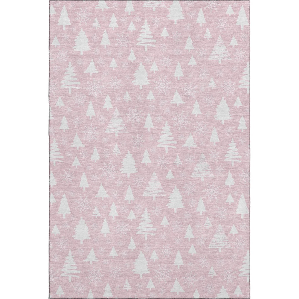 HomeRoots 9' X 12' Pink and Ivory Abstract Geometric Area Rug - Washable, UV Protected, Non-Slip Design for Homes 701851