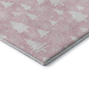 HomeRoots 9' X 12' Pink and Ivory Abstract Geometric Area Rug - Washable, UV Protected, Non-Slip Design for Homes 701851