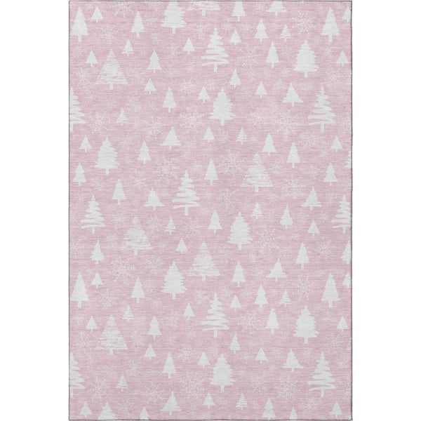 HomeRoots 9' X 12' Pink and Ivory Abstract Geometric Area Rug - Washable, UV Protected, Non-Slip Design for Homes 701851