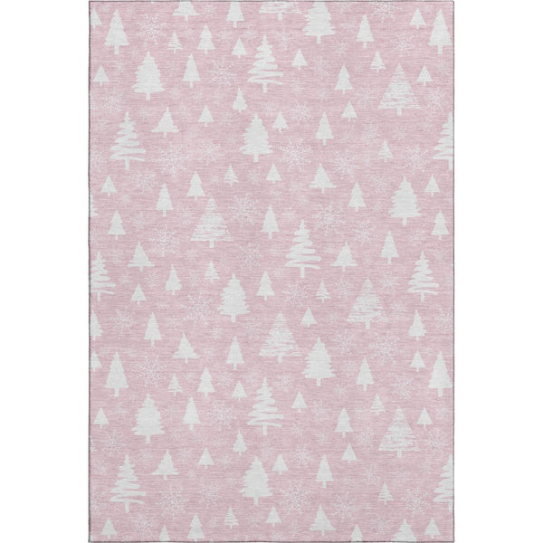 HomeRoots 10' X 14' Pink And Ivory Washable Area Rug - Modern Geometric Design with UV Protection & Durability 701852