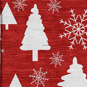 HomeRoots 8' X 10' Red and Ivory Abstract Geometric Area Rug - Durable, Washable, Stain-Resistant with UV Protection 701856