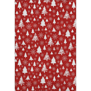 HomeRoots 9' X 12' Red and Ivory Abstract Geometric Area Rug - Washable, UV-Protected, Pet-Friendly Design! 701857