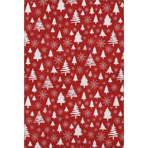HomeRoots 9' X 12' Red and Ivory Abstract Geometric Area Rug - Washable, UV-Protected, Pet-Friendly Design! 701857