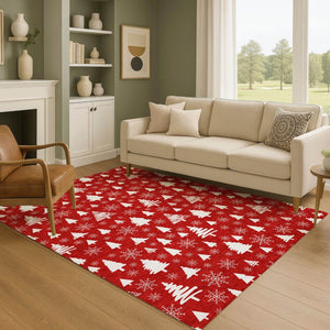 HomeRoots 10' X 14' Red & Ivory Abstract Geometric Area Rug - Washable, UV-Protected, Pet-Friendly Design! 701858