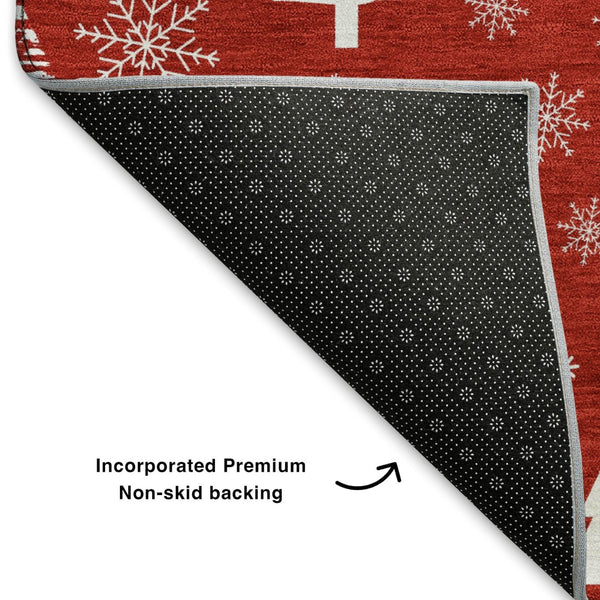 HomeRoots 10' X 14' Red & Ivory Abstract Geometric Area Rug - Washable, UV-Protected, Pet-Friendly Design! 701858