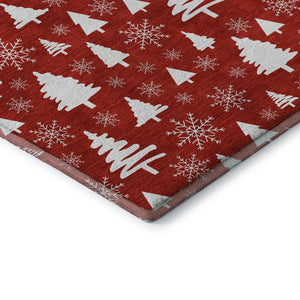 HomeRoots 10' X 14' Red & Ivory Abstract Geometric Area Rug - Washable, UV-Protected, Pet-Friendly Design! 701858