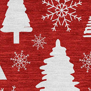 HomeRoots 10' X 14' Red & Ivory Abstract Geometric Area Rug - Washable, UV-Protected, Pet-Friendly Design! 701858