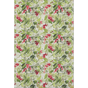 HomeRoots 8' X 10' Abstract Geometric Area Rug in Artichoke Green, Red & Ivory – Washable, UV Protected, Stylish! 701862