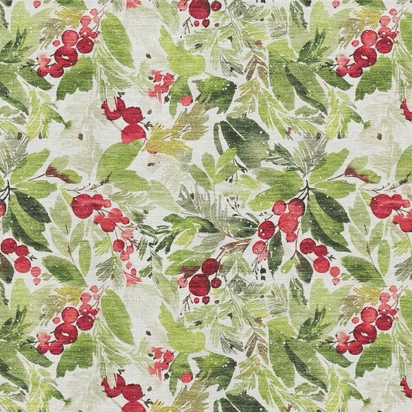 HomeRoots 9' Abstract Geometric Area Rug in Artichoke Green, Red & Ivory - Durable, Washable & UV Protected! 701863