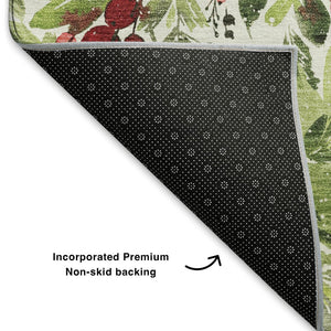 HomeRoots 10' X 14' Artichoke Green Red Ivory Abstract Geometric Area Rug - Washable, UV Protected, Stain Resistant 701864