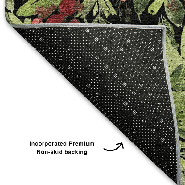 HomeRoots 10' Contemporary Abstract Geometric Area Rug in Black, Red & Green - Washable, UV Protected, Durable Design 701870